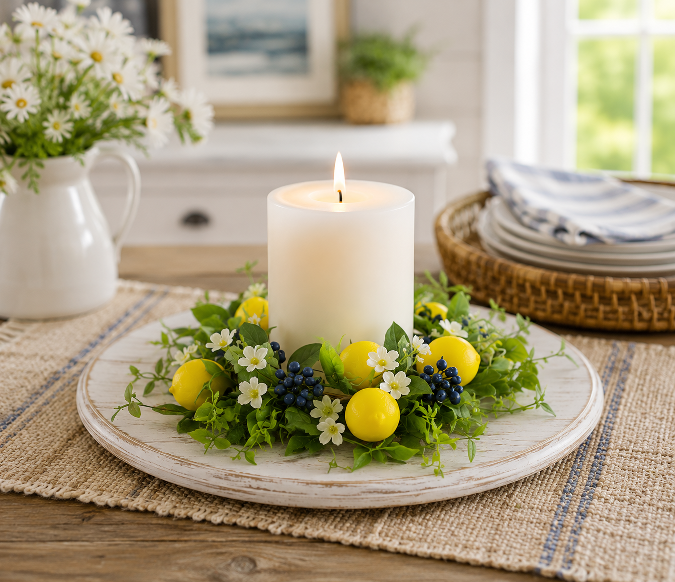 Lemons & Blueberries Candle Ring 6.5 in