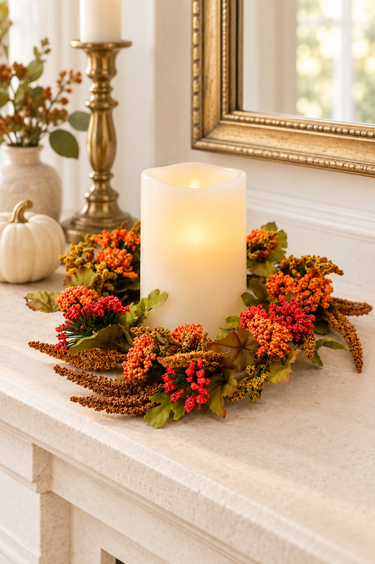 Brown Amaranthus & Foliage Candle Ring