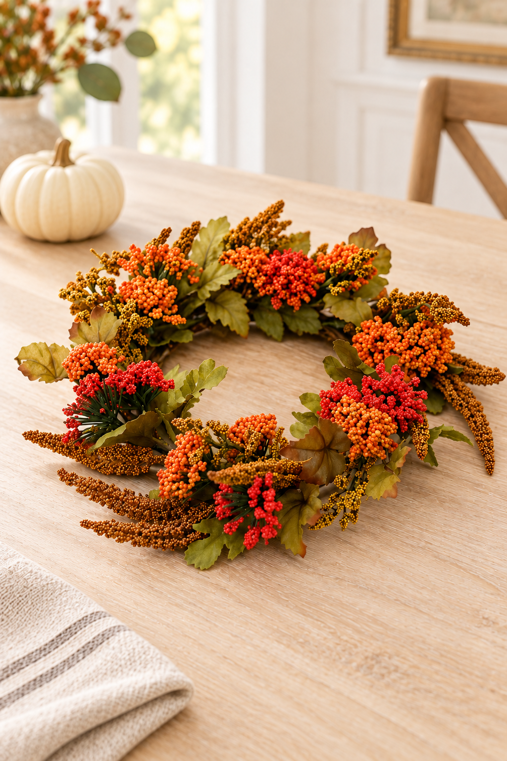Brown Amaranthus & Foliage Candle Ring