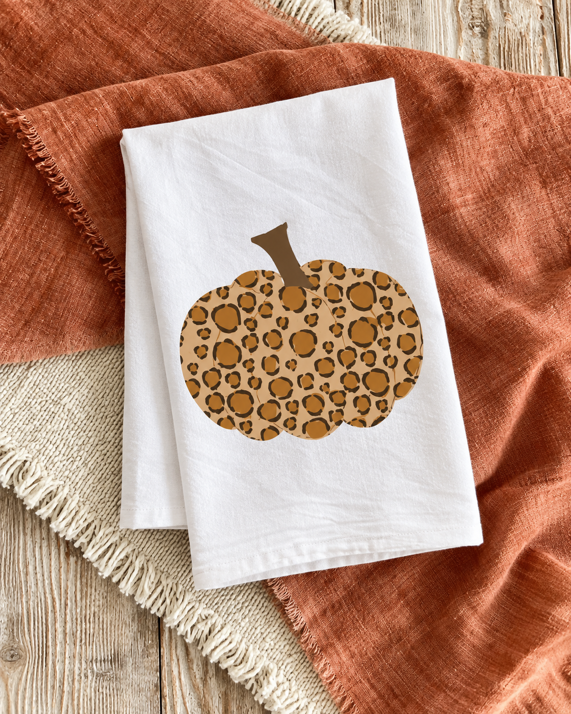 Leopard Pumpkin Fall Tea Towel