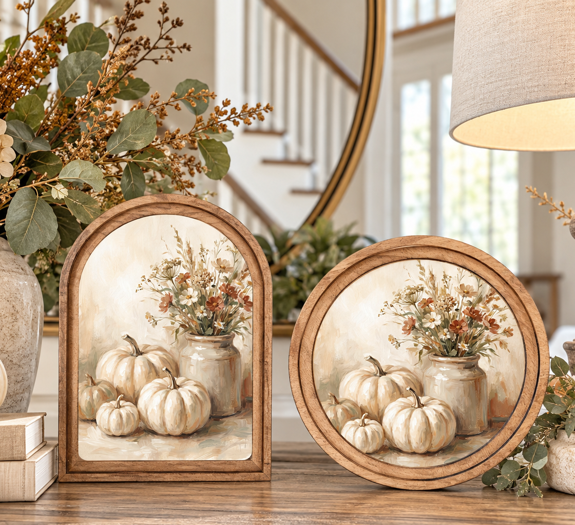 Cream Pumpkins Framed Art