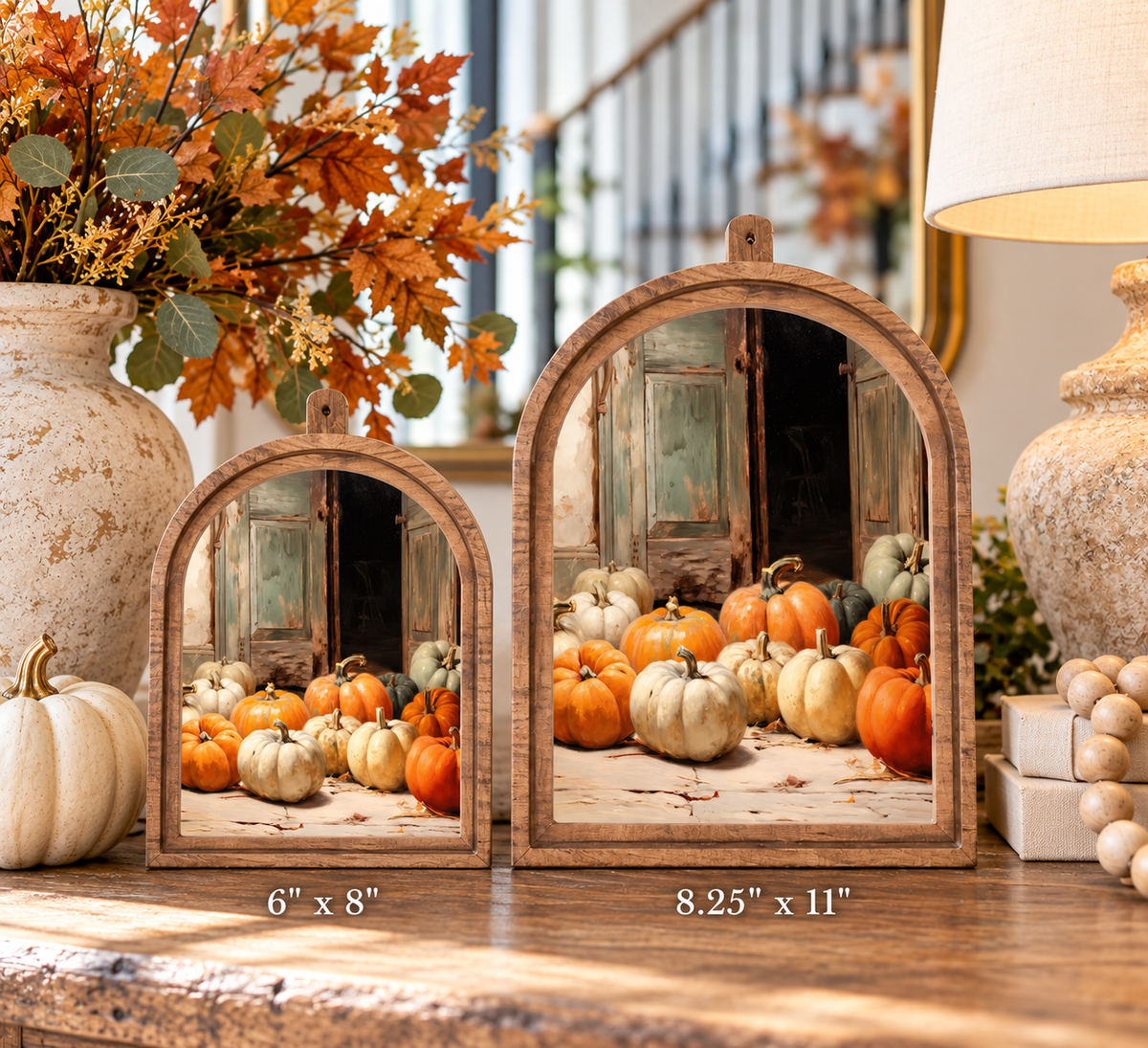 Arch Top Pumpkin Door Framed Art
