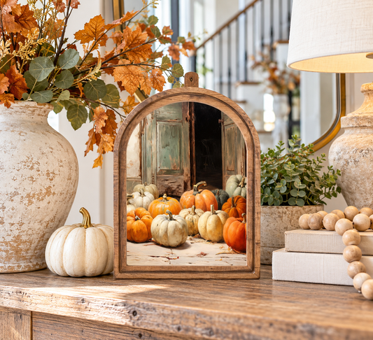 Arch Top Pumpkin Door Framed Art