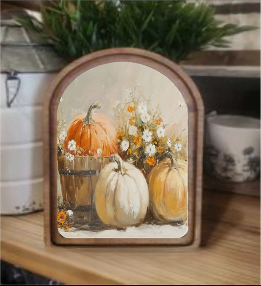 **PREORDER** Arch Top Pumpkin Bucket Framed Art
