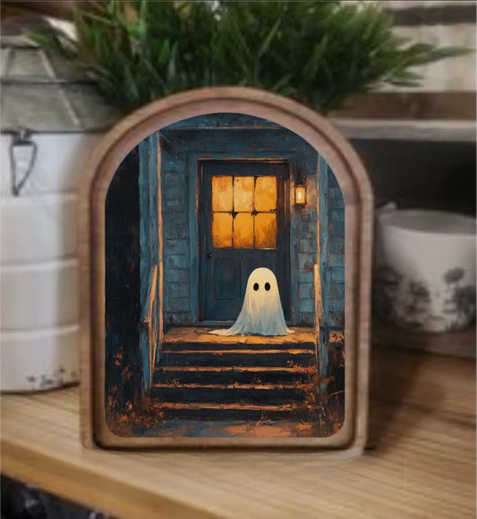 **PREORDER** Arch Top Ghost On Porch Framed Art