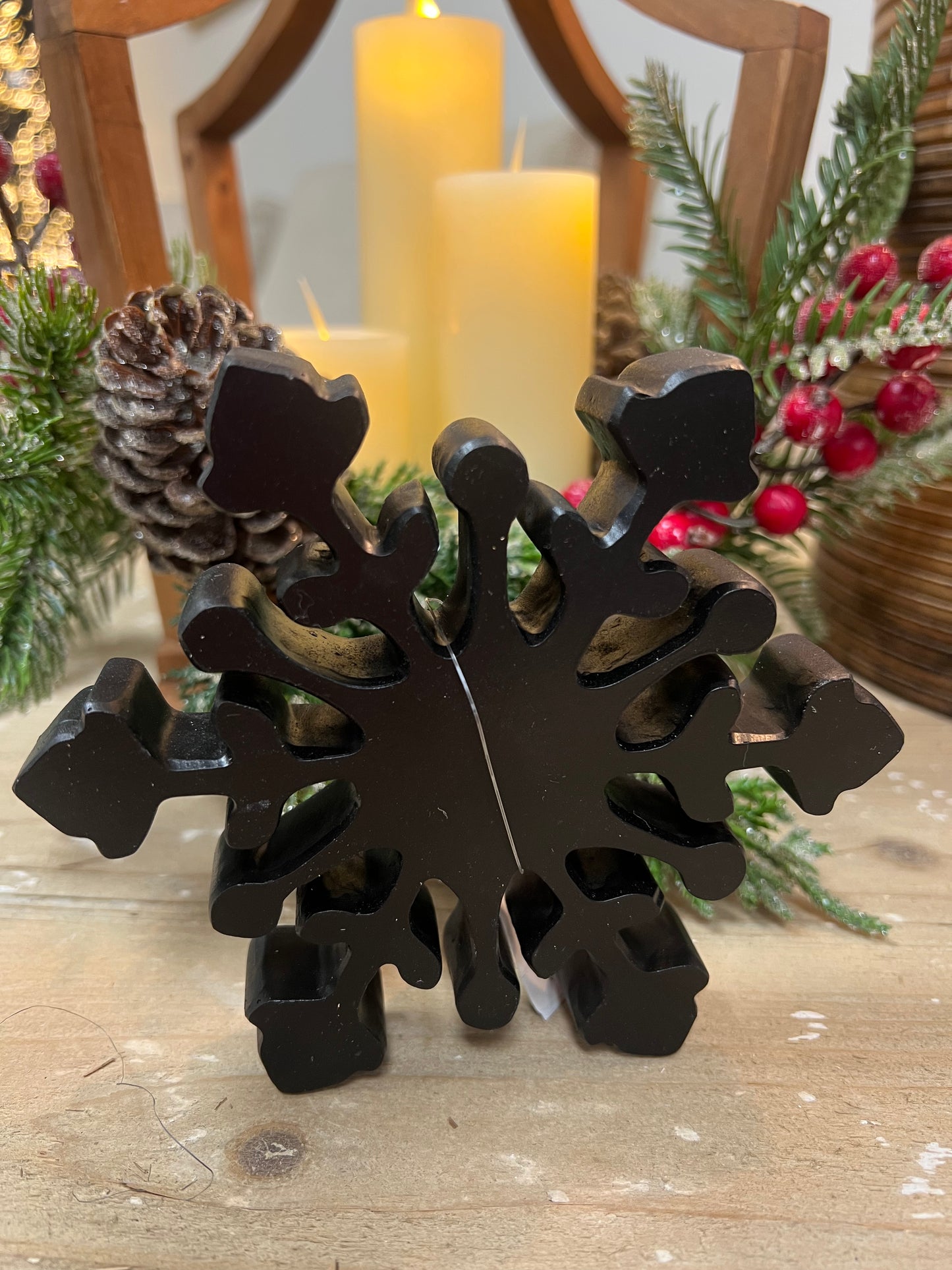 Assorted 6" Matte Black Resin Snowflakes