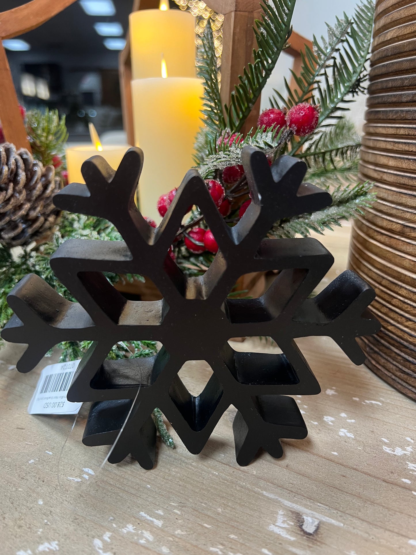 Assorted 6" Matte Black Resin Snowflakes