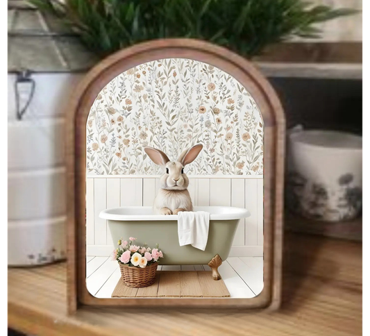 Bunny in Tub Framed Art