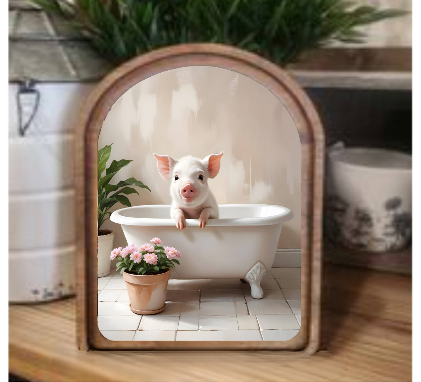 Pig In The Tub Framed Art