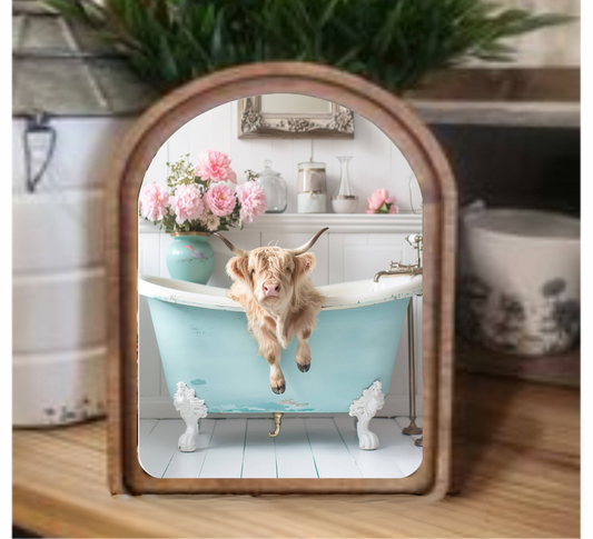 Arch Top Aqua Highland In Tub Framed Art