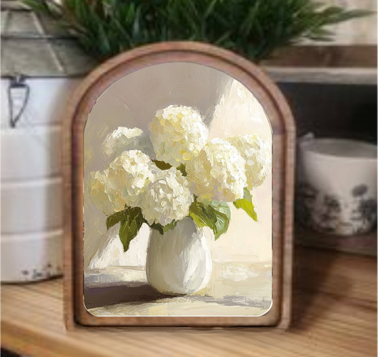 Arch Top Hydrangea Vase Framed Art