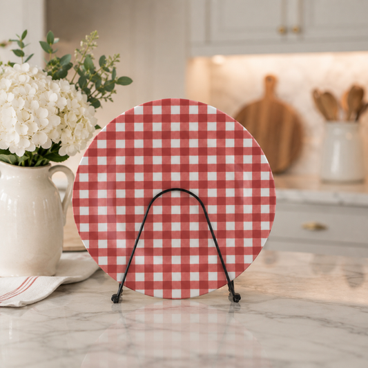 RED & WHITE GINGHAM CHARGER