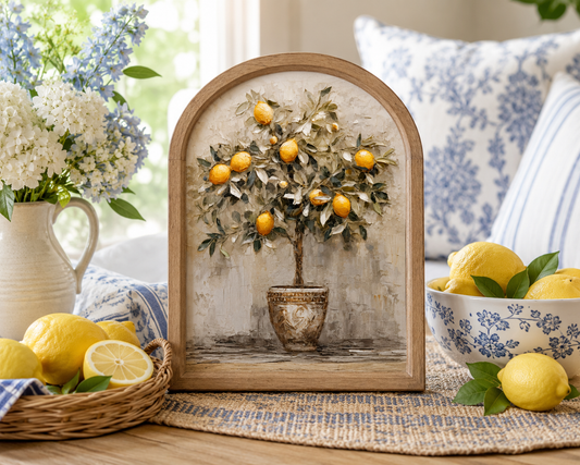 Arch Top Lemon Tree Framed Art