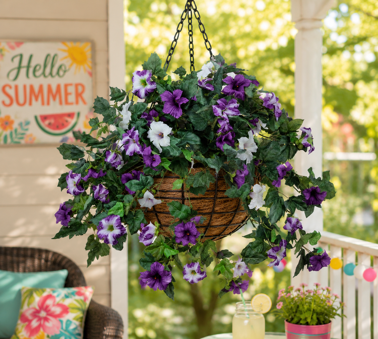 Artificial Petunia Flower- Pink or Purple, 26", UV Protected