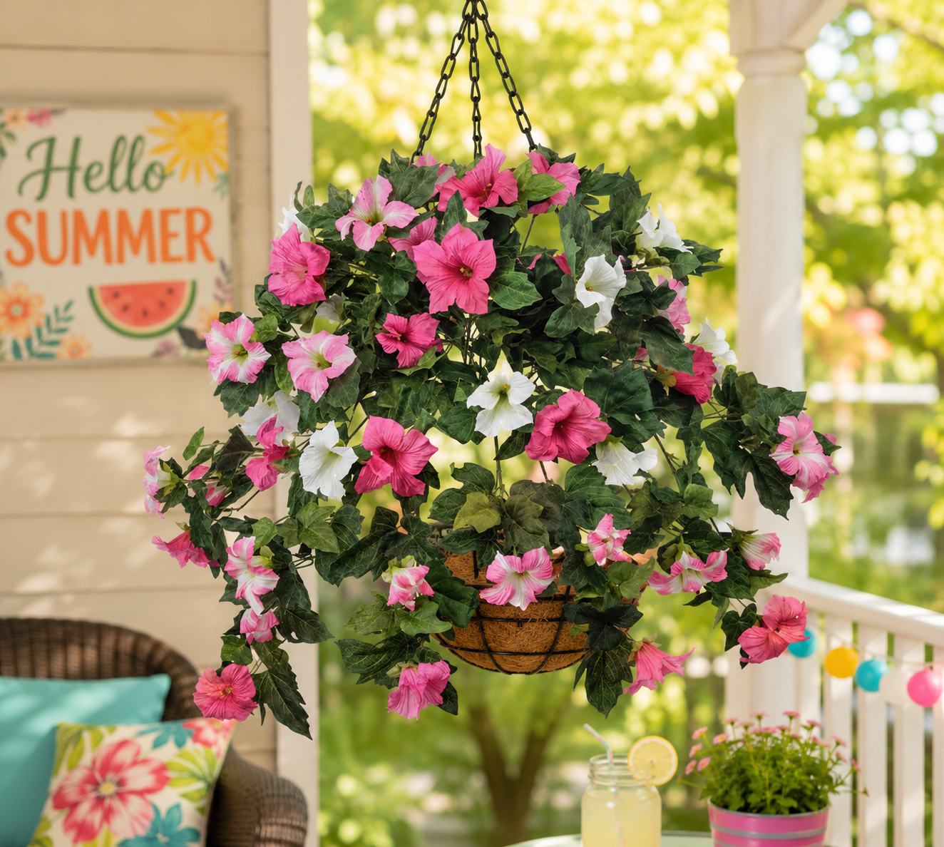 Artificial Petunia Flower- Pink or Purple, 26", UV Protected