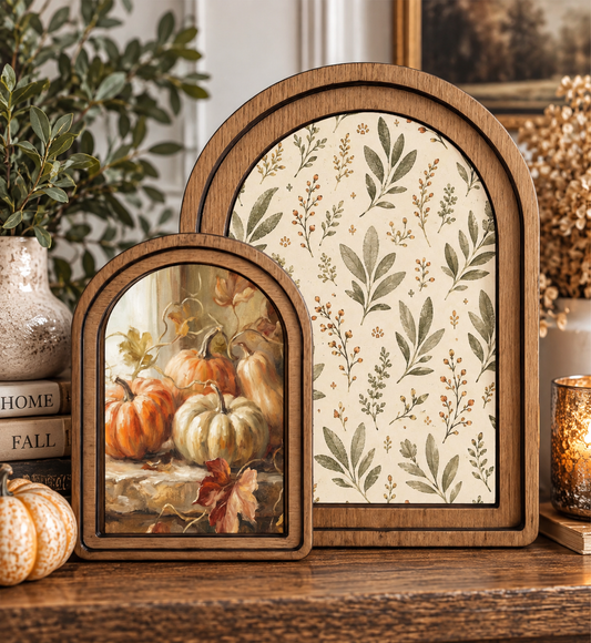 Autumn Harvest Botanical Layered Arch Art Set by Redeemed Decor