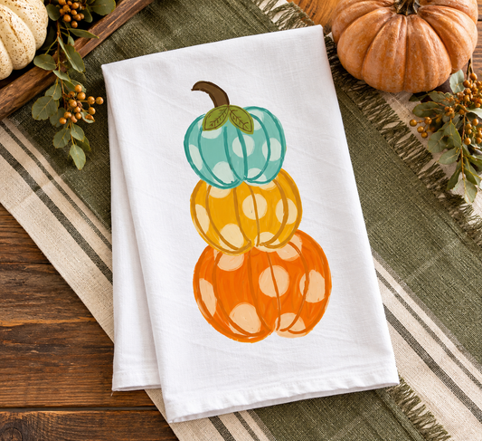 Polka Dot Pumpkin Tea Towel