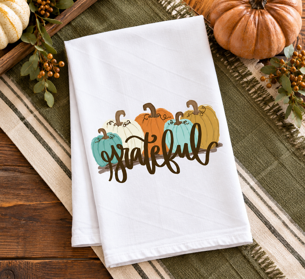 Grateful Pumpkin Tea Towel
