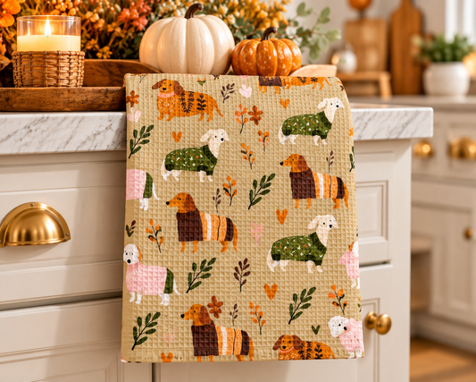 Dog Scarf Fall Winter Pet Puppy Preppy Kitchen Towel Waffle