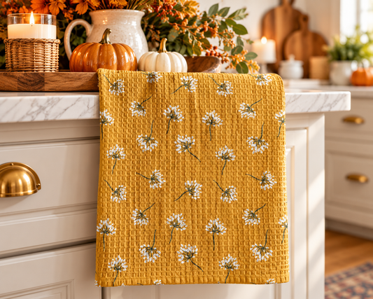 Fall Boho Floral Autumn Leaves Botanic Foliage Kitchen Towel