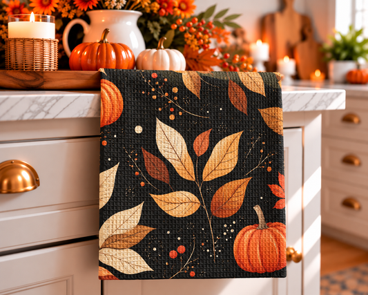 Fall Autumn Leaves Foliage Picking Farm Kitchen Towel Waffle