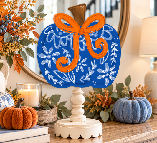 Blue Chinoiserie Pumpkin Topper (Base sold separately)