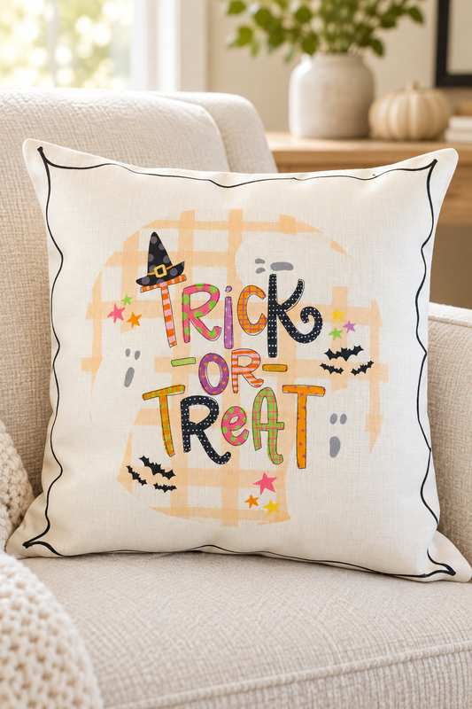 Trick or Treat with Ghosts Square Pillow
