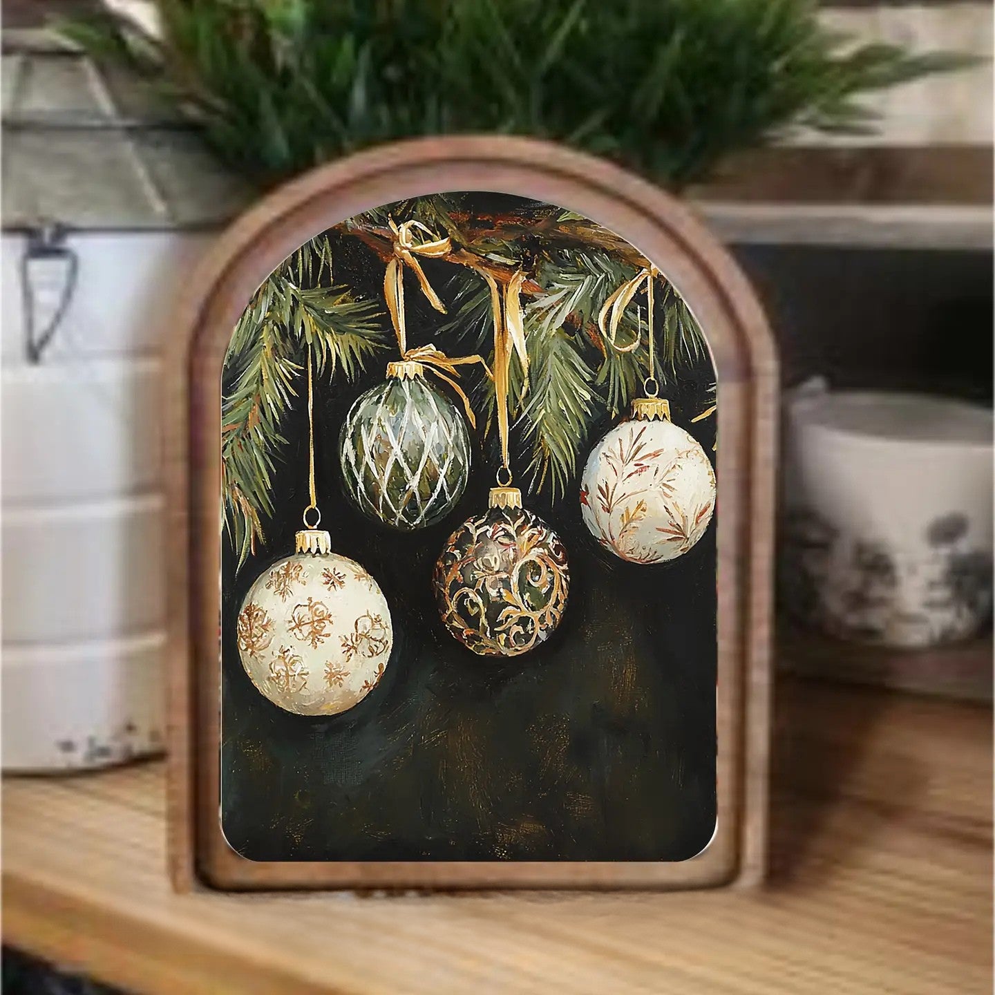 Arch Top Ornaments Framed Art