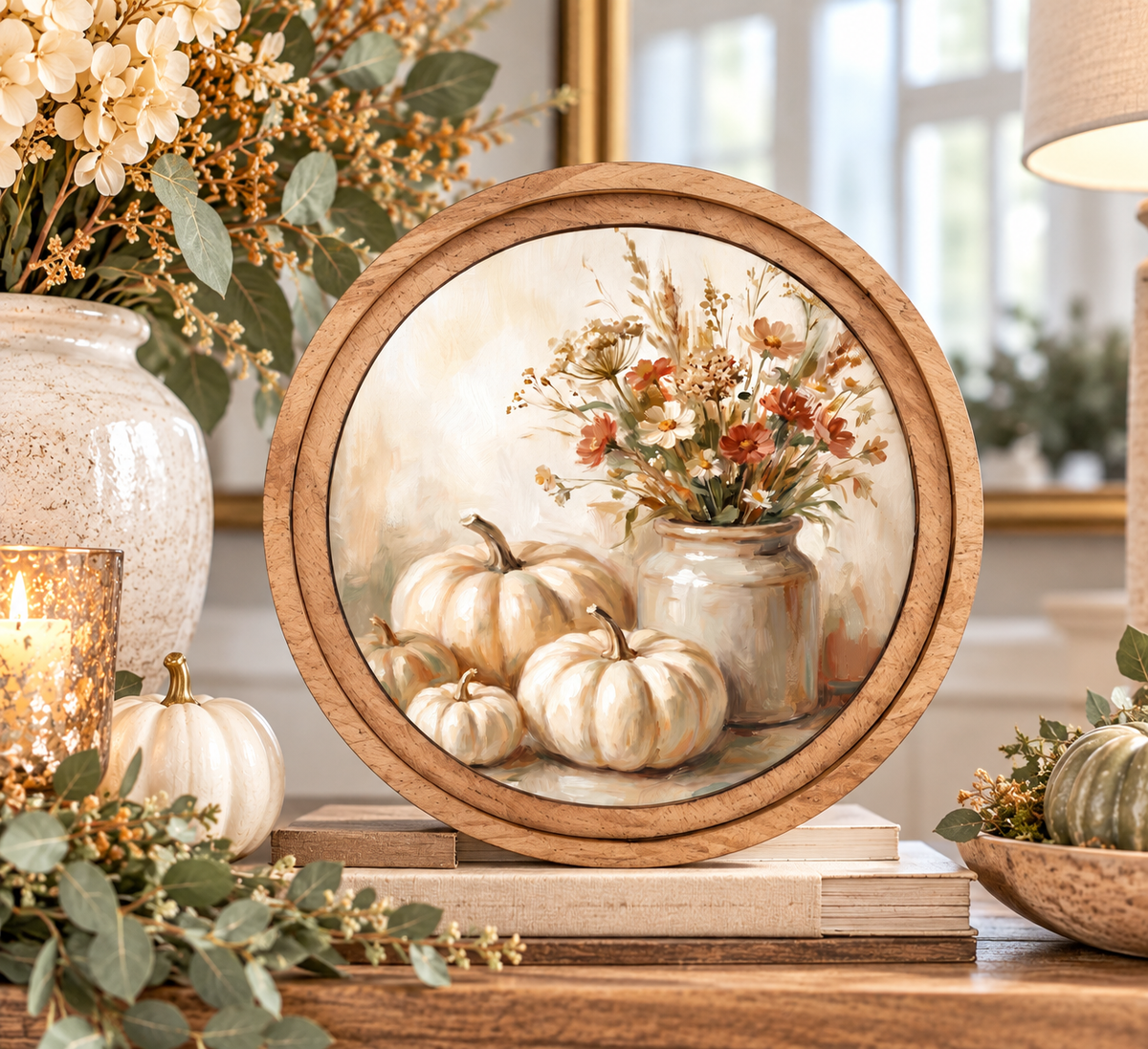 Cream Pumpkins Framed Art