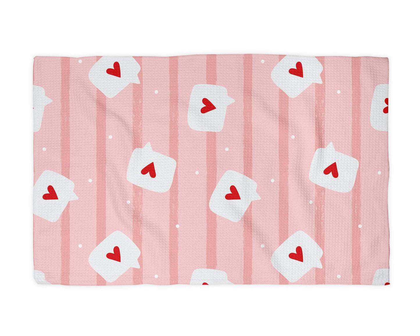 Valentine Hearts & Stripes Waffle Kitchen Towel