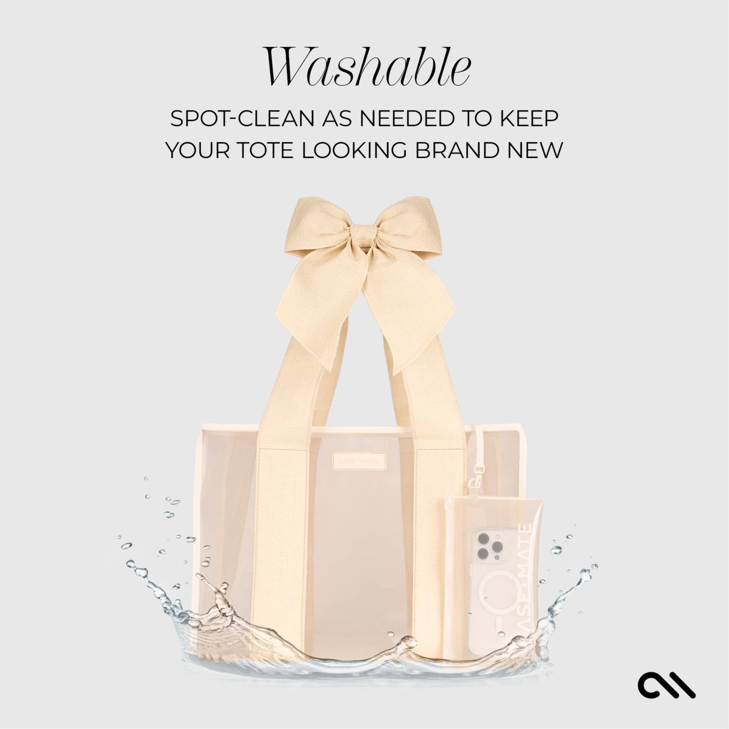 Case-Mate Ecru Raffia Bow Jelly Tote Bag
