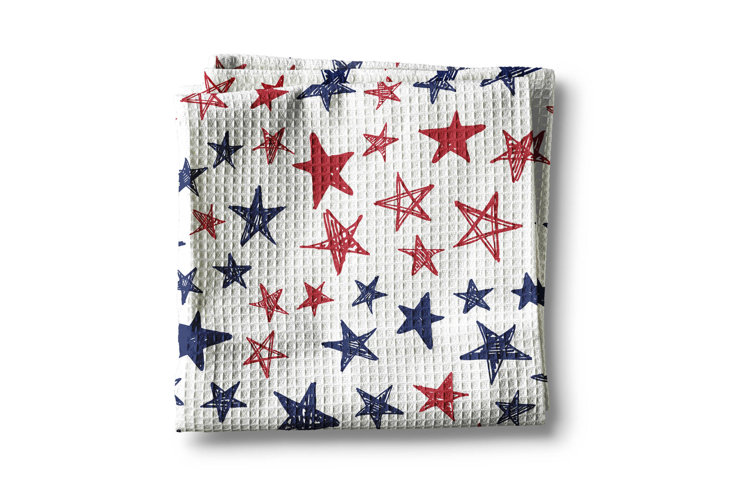 Red & Blue Stars Kitchen Towel Waffle