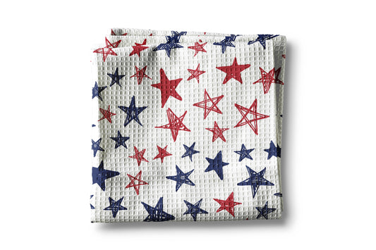 Red & Blue Stars Kitchen Towel Waffle