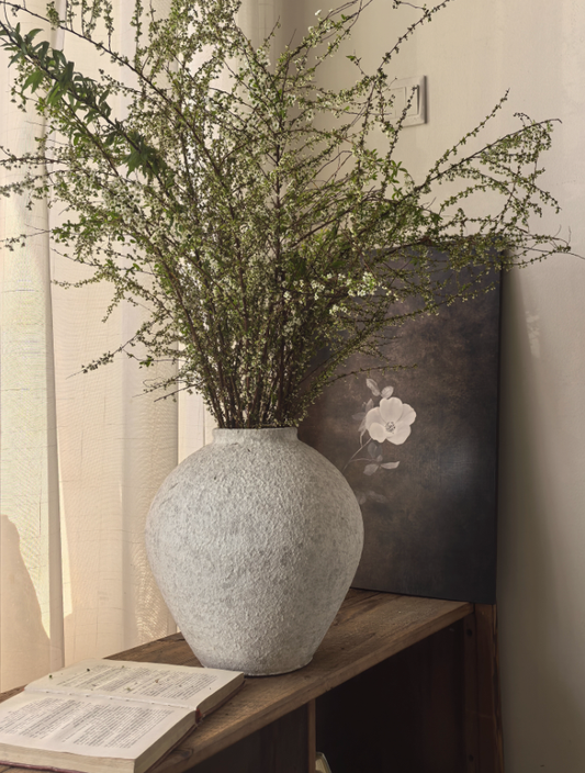 Matte White Handmade Terracotta Vase by Sweet Home Deco