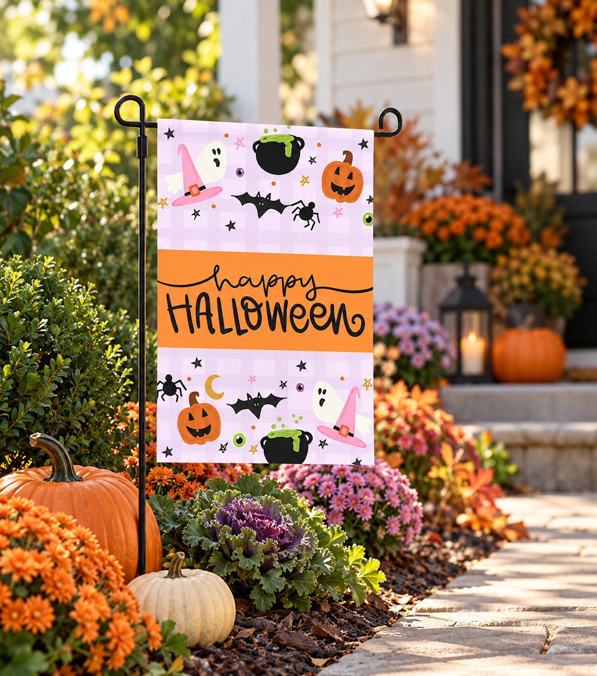 Happy Halloween Icons Garden Flag