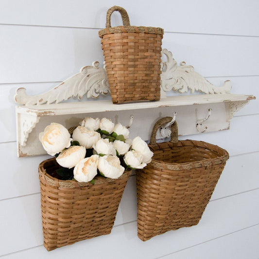 Hanging Chipwood Baskets With Woven Handle - 49th & Magnolia