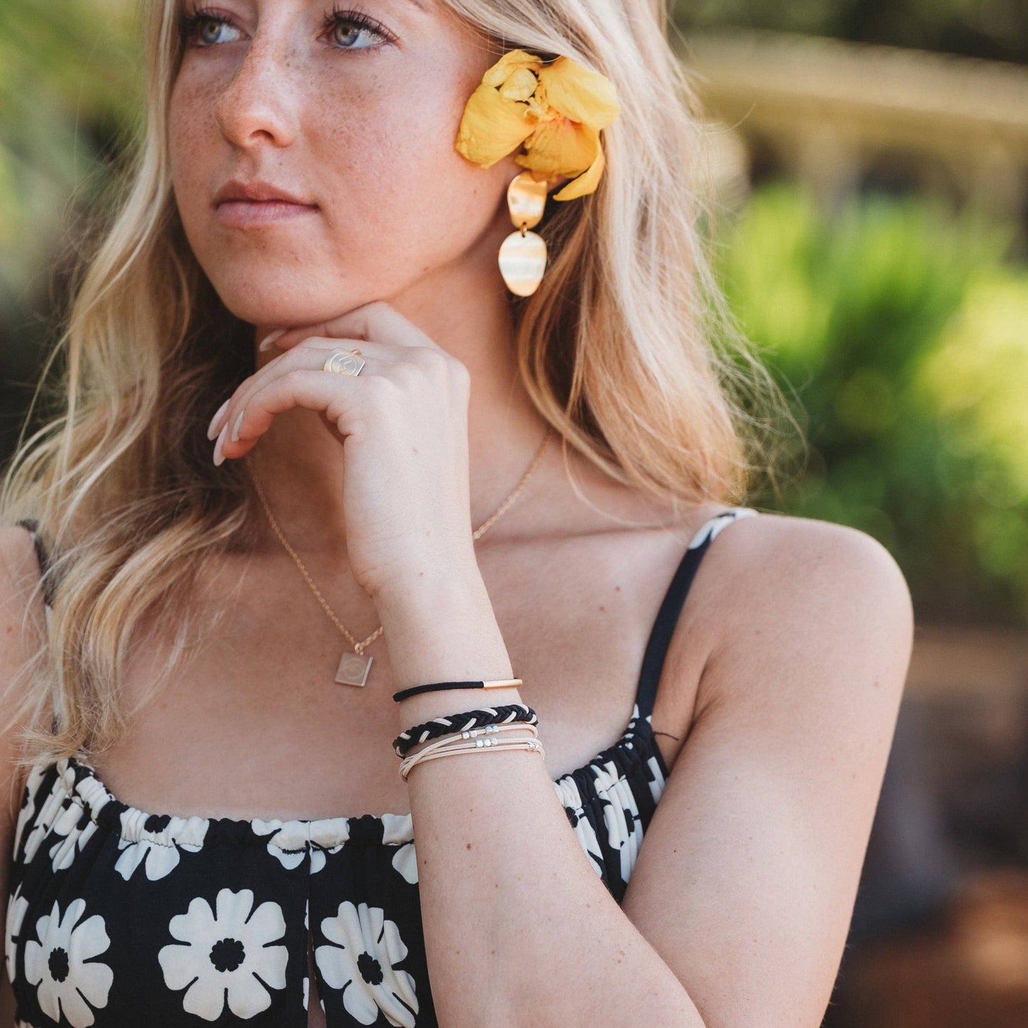 "Inspire" Flower Charm Hair Tie Bracelets