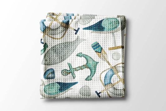 Nautical Anchor Beach Ocean Sea Kitchen Towel Waffle Gift