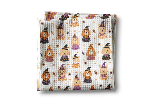 Halloween Dog Waffle Weave Kitchen Towel Spooky Pet Lover