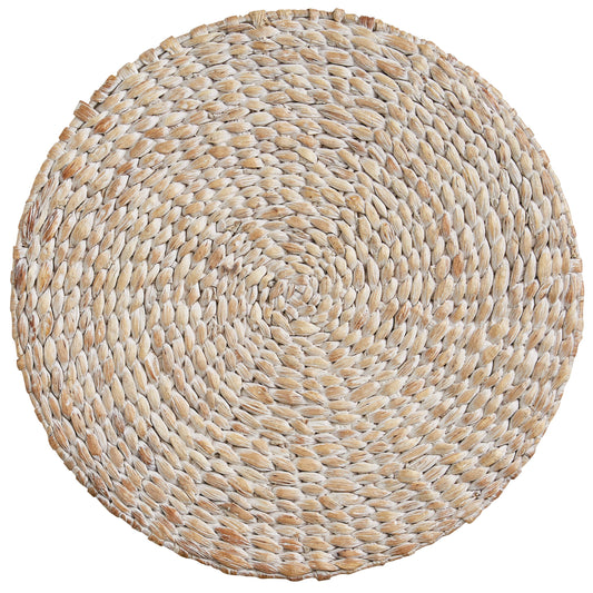 Braided Hyacinth Round Placemat - White