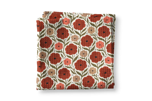 Fall Crimson Boho Floral Botanic Foliage Kitchen Towel