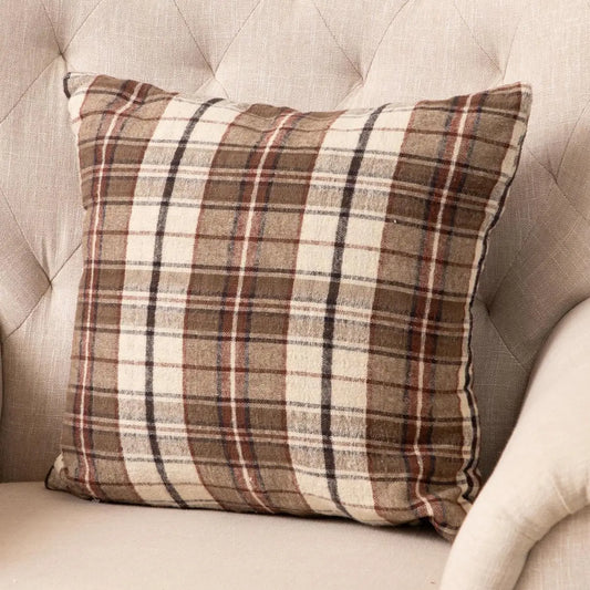 Browns Plaid Reversible Brushed Cotton Pillow
