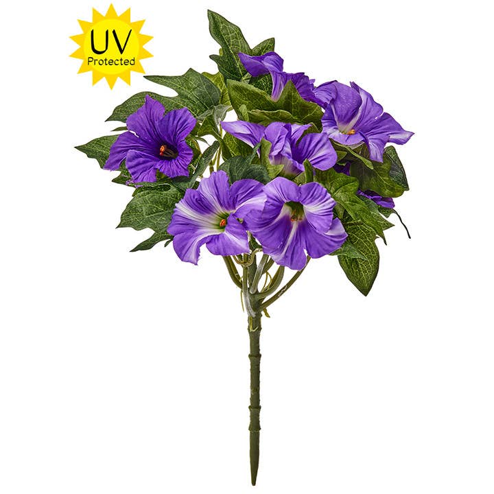 Artificial Petunia Flower Plant - 3 colors, 13" UV Protected