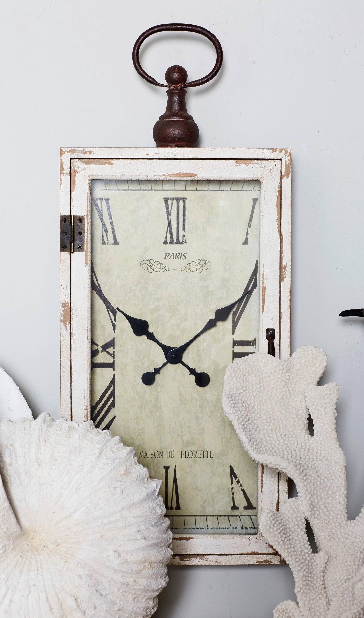 Vintage White Wooden Wall Clock