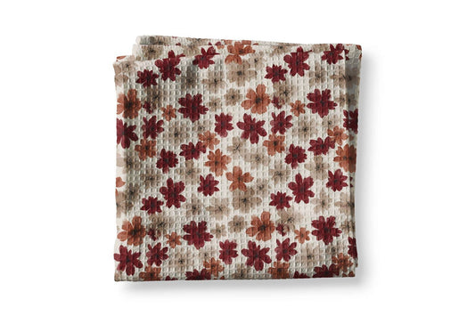 Rust Red Ditsy Wildflower Kitchen Towel Waffle