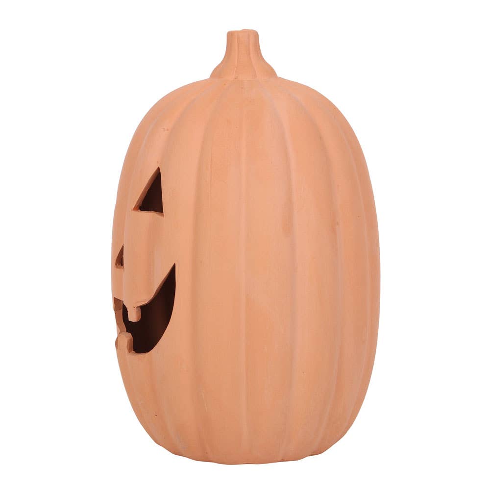 12" Terracotta Halloween Pumpkin Decoration