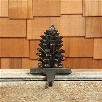 Cast Iron Pinecone Stocking Holder Brown