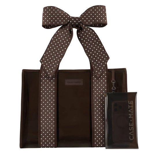 Case-Mate Espresso Polka Dot Bow Jelly Tote Bag by Case-Mate