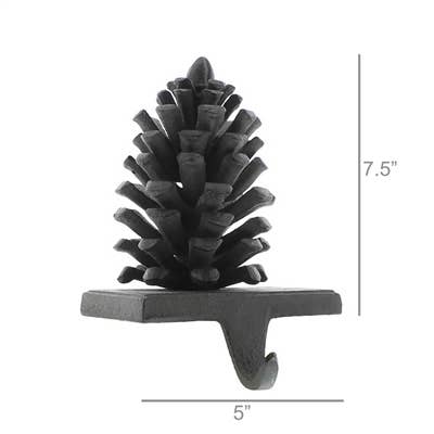 Cast Iron Pinecone Stocking Holder Brown