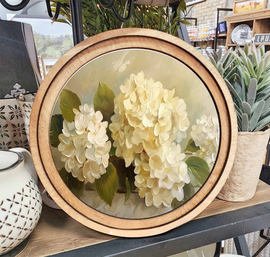 8" Round Hydrangea Painting Art - 49th & Magnolia